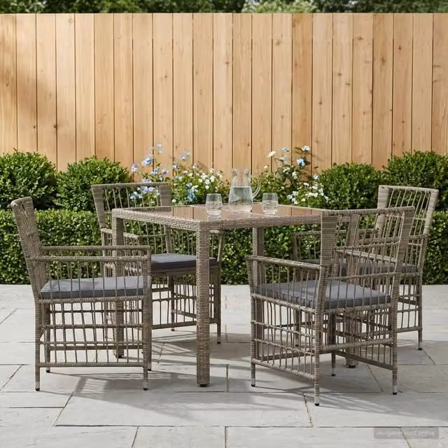 Set da pranzo per esterni 5 pz Grigio polyrattan 3448935