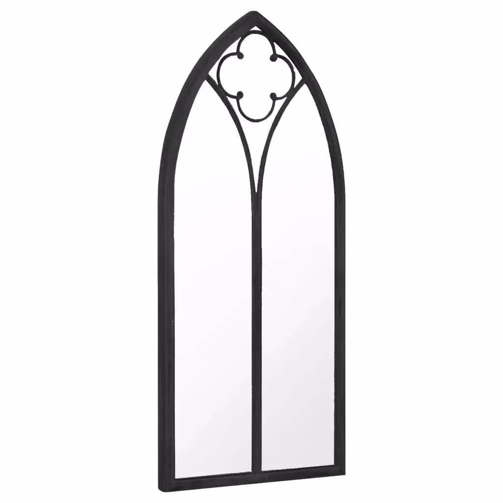 Specchio da giardino vidaXL in metallo e vetro nero con finitura antica, L: 100 cm, H: 45 cm – 2