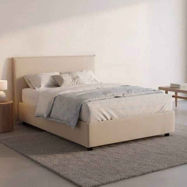 Letto Anissa Talamo Italia Piazza e Mezza Sfoderabile Beige con Contenitore con Alzata L/P/H: 120 x 200 cm