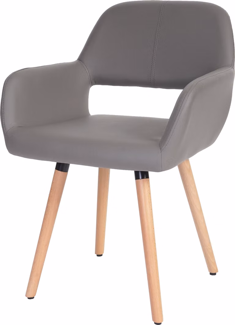 Sedia da sala da pranzo HWC-A50 II, sedia da cucina, design retrò anni '50 ~ Pelle finta, grigio tortora, gambe leggere