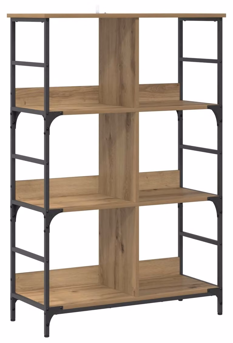 Libreria indipendente, 4 ripiani, legno di quercia artigianale