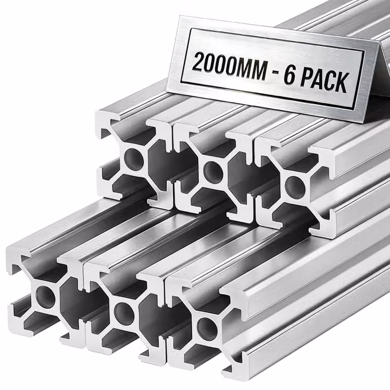 6 profili estrusi in alluminio 2020, lunghezza 2000 mm (78,74 pollici), con fessure a T secondo lo standard europeo, anodizzati, per guide lineari, realizzati in alluminio estruso ad alta resistenza, adatti per componenti di stampanti 3D e banchi da lavor