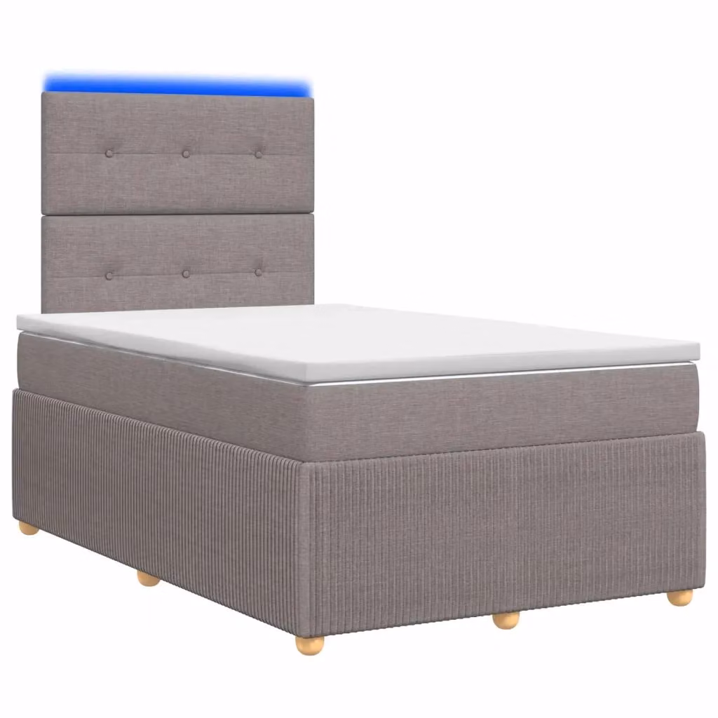 Letto Box Spring vidaXL con Materasso Ibrido e Illuminazione LED, Colore Grigio e Beige, L/P: 120 x 200 cm – 2
