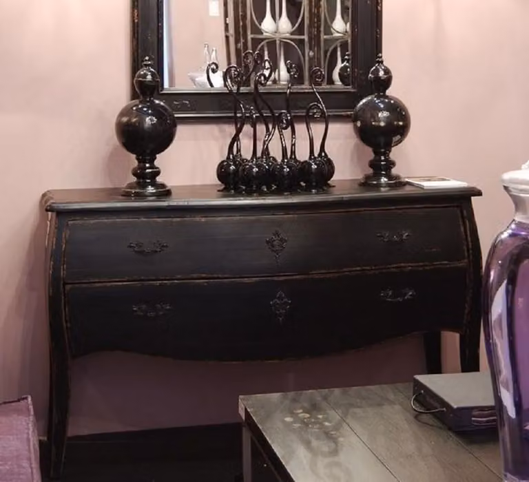 Casa Padrino cassettiera in legno massiccio con 2 cassetti nero antico - Mobili in stile rustico fatti a mano - Qualità eccellente