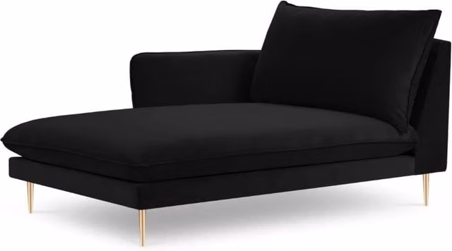 Chaise longue sinistra Vienna di Cosmopolitan Design in velluto nero L/P/H: 130 x 95 x 95 cm