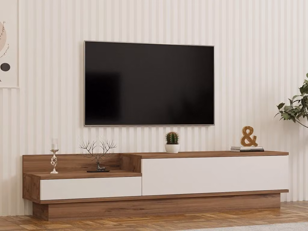 Mobile TV Barko in legno di pino atlantico bianco stile scandinavo L 160 x P 35 x H 35 cm – 2