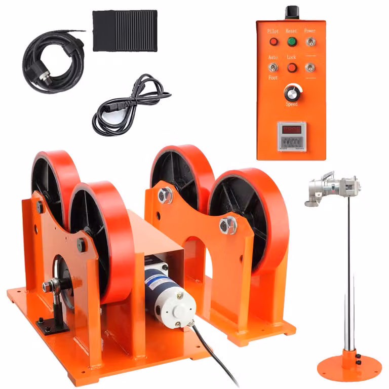 Posizionatore per saldatura, capacità di carico 1000 kg, velocità da 0,5 a 6 giri al minuto, diametro del mandrino di serraggio 315 mm, inclinazione regolabile da 0° a 90°, range di serraggio da 10 a 210 mm