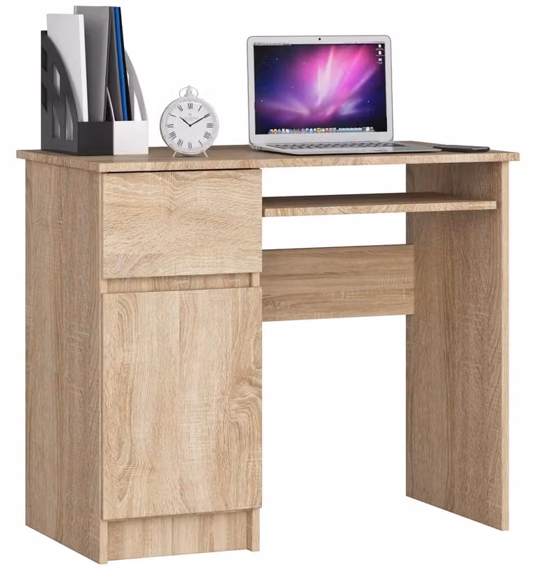 Scrivania per computer da 90 cm | Scrivania | con cassetto porta tastiera e vano portaoggetti