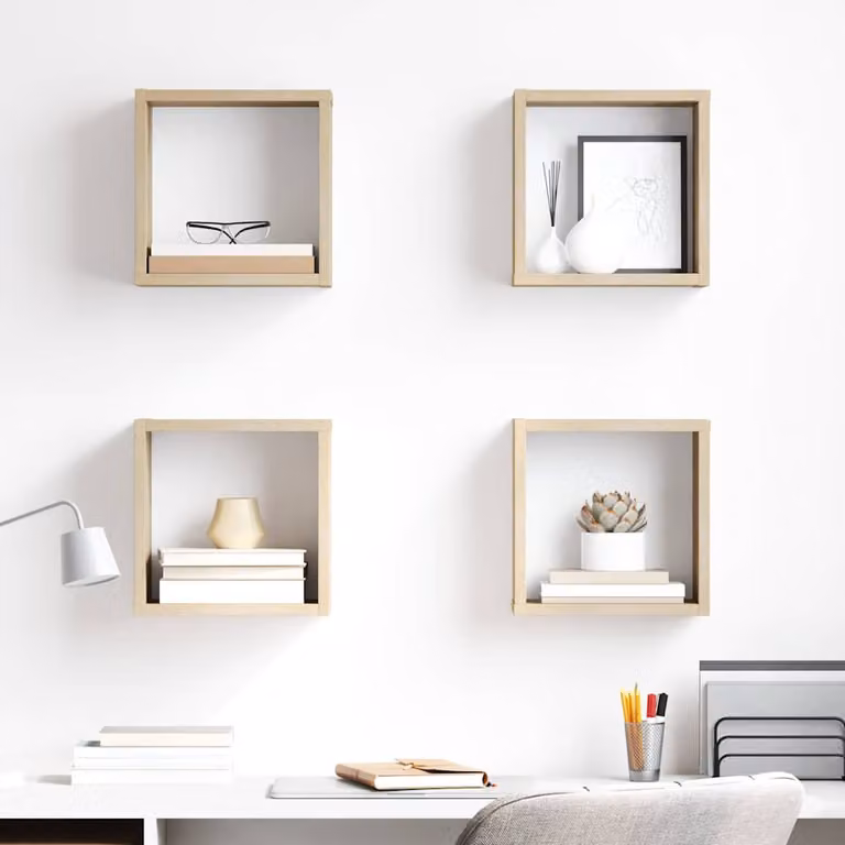 Set di 4 mensole a cubo vidaXL in legno Rovere Sonoma, L 26 x P 15 x H 26 cm