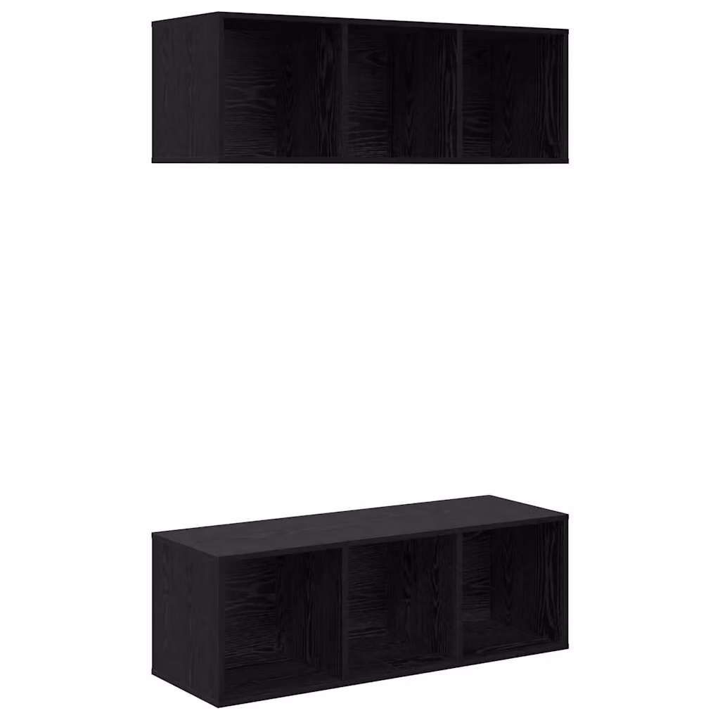 Set di 2 mobili TV moderni vidaXL in legno MDF nero L/P/H: 37 x 37 x 107 cm – 2