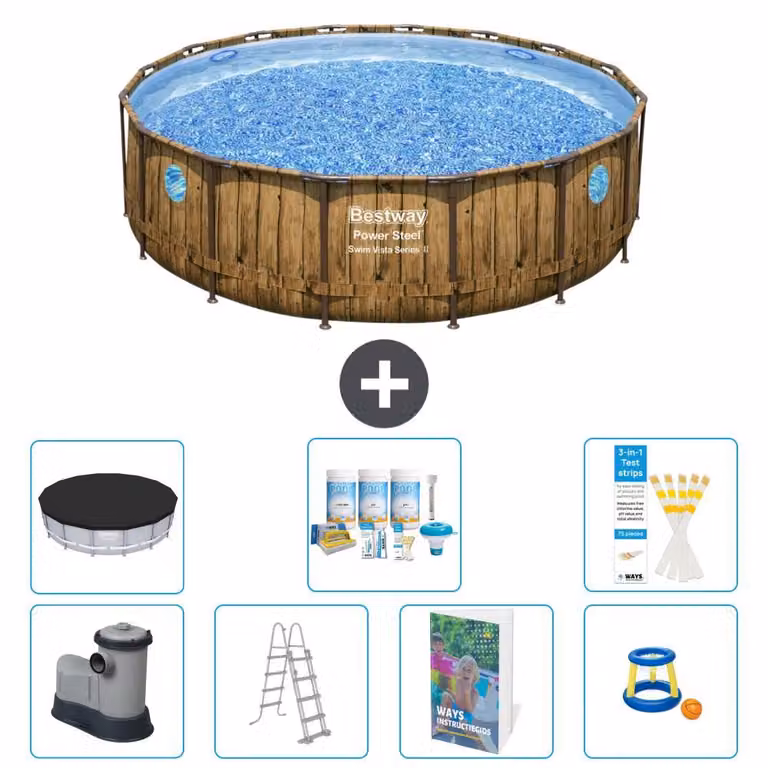 Bestway Power Steel, piscina rotonda - 488x122 cm - composta da 6 parti, modello S548