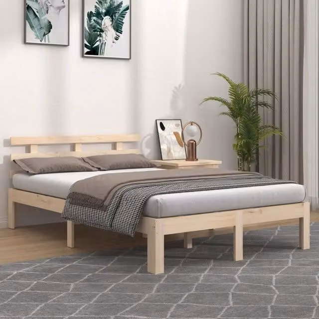 Struttura Letto in Legno Massello di Pino Design Mania, Colore Ambrato, L 140 x P 200 cm
