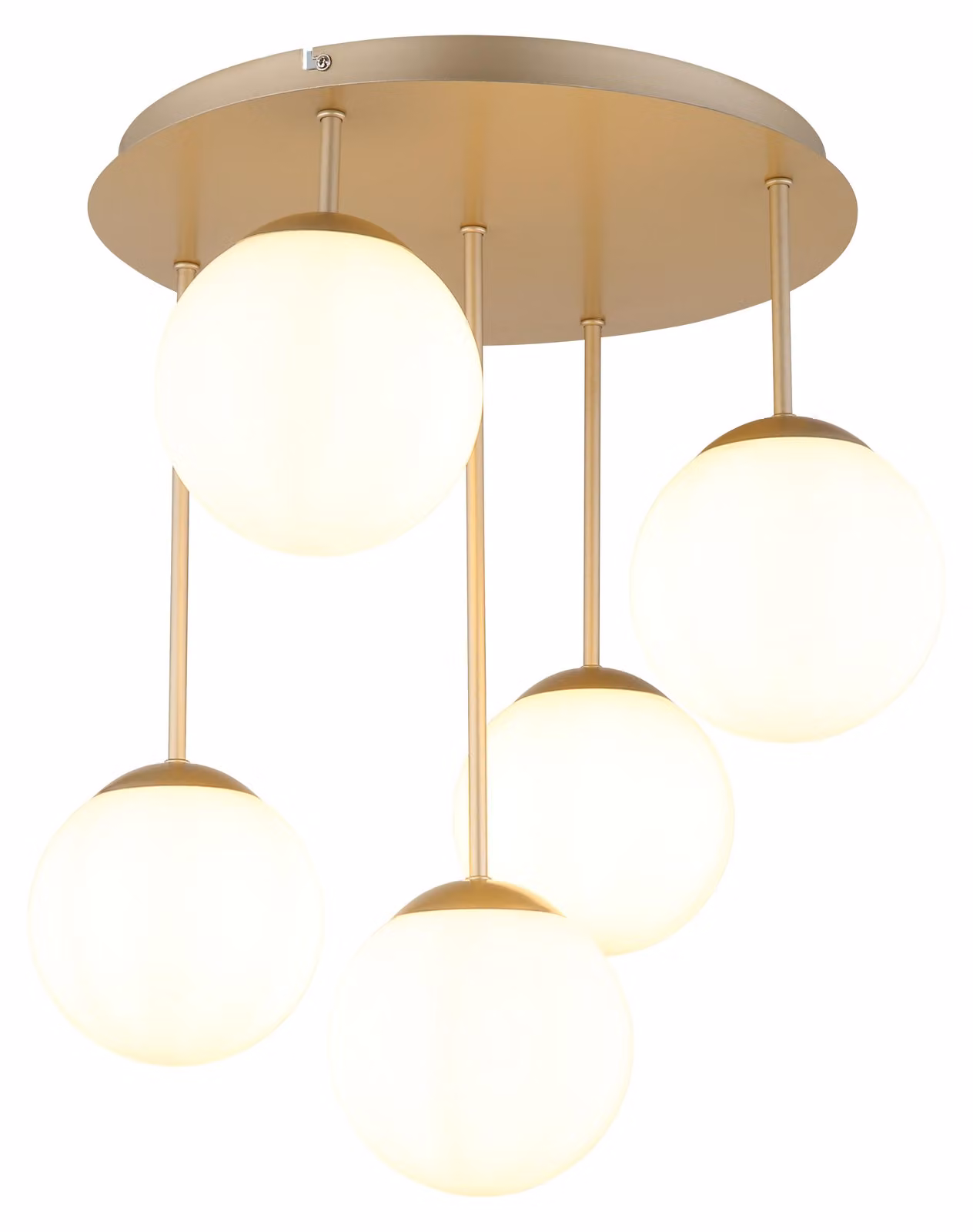 Lampada a soffitto HARMON, metallo, color champagne, vetro, 5 luci, altezza 51 cm