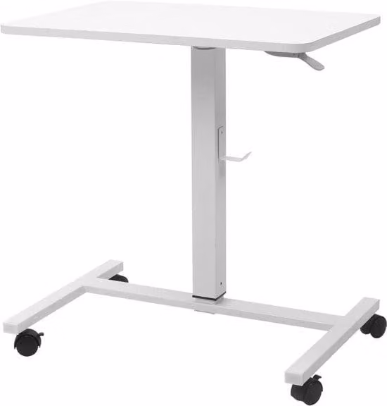Tavolino mobile regolabile per laptop con ruote e gancio laterale in alluminio, per un utilizzo versatile