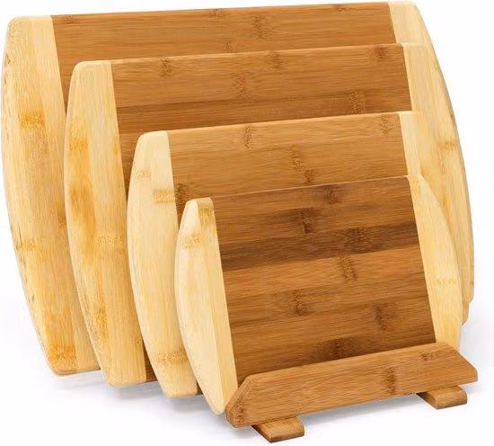 Set da tavolo in legno con 4 vassoi e supporti - diverse dimensioni, non richiede l'uso di strumenti di misurazione, vassoi per la colazione, tavolo da servizio in legno