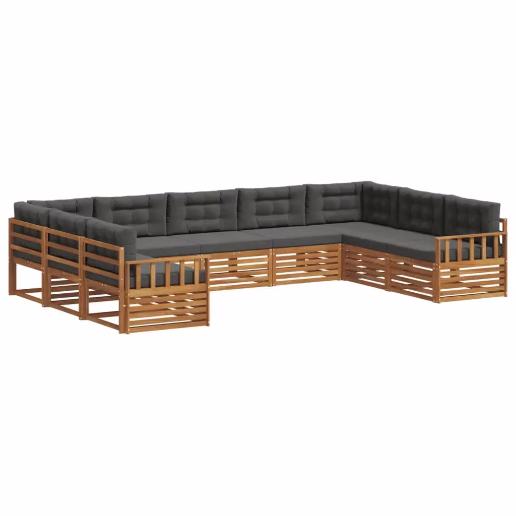 Set di divani da esterno a L vidaXL in legno di acacia con cuscini beige e antracite – 2