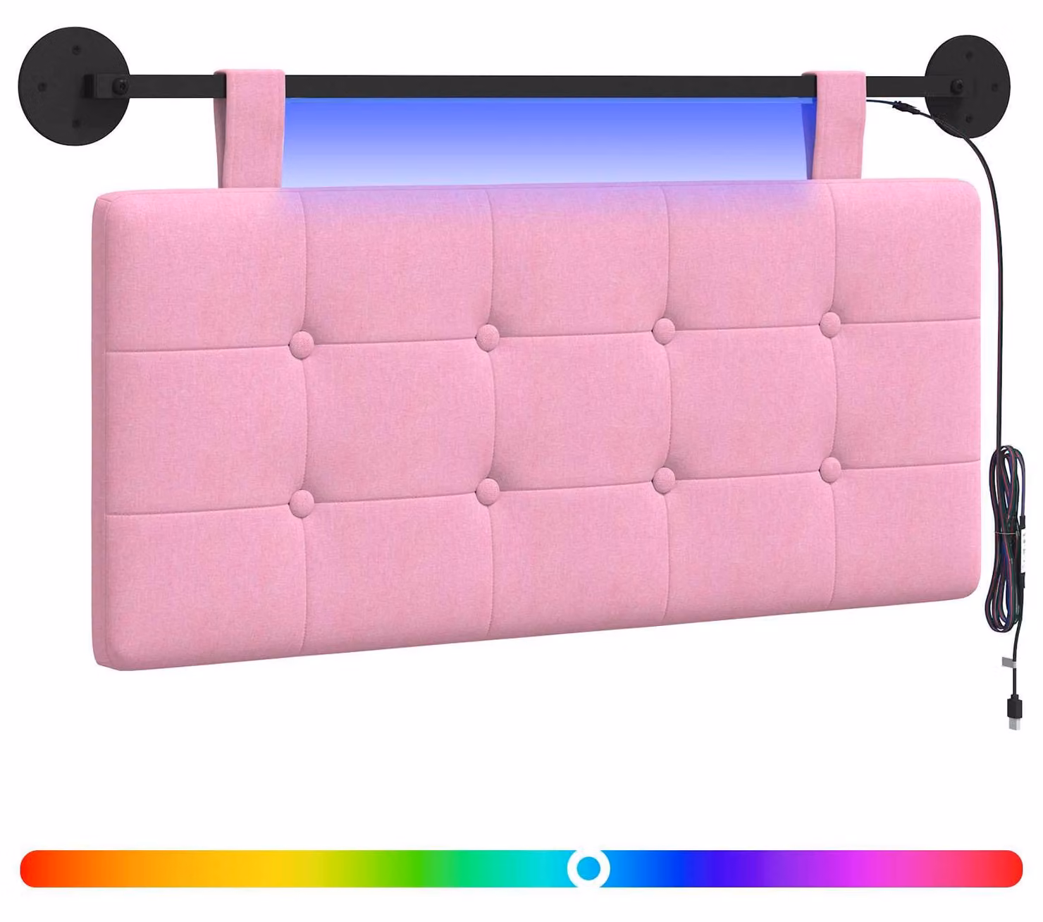 Testiera sospesa Con luce LED Rosa Tessuto