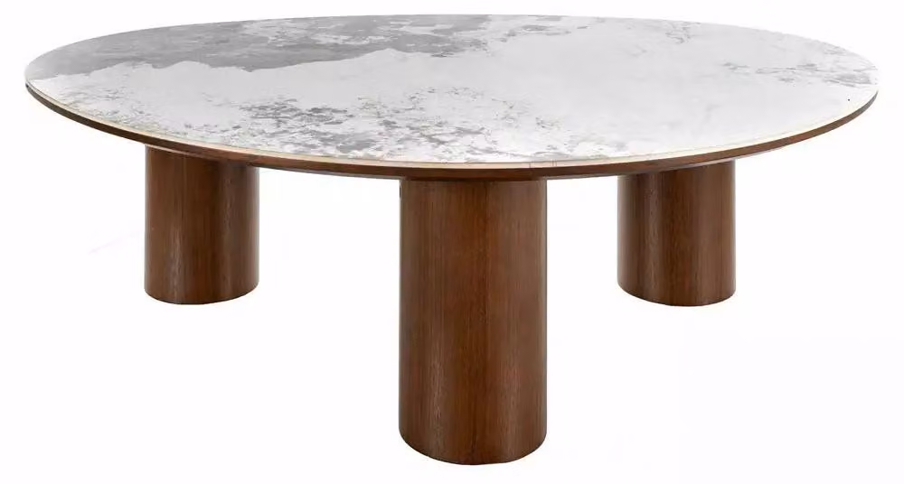 FURNLUX Tavolino Adelis, bianco e marrone, 110 cm / Colore principale: / Dimensioni:
