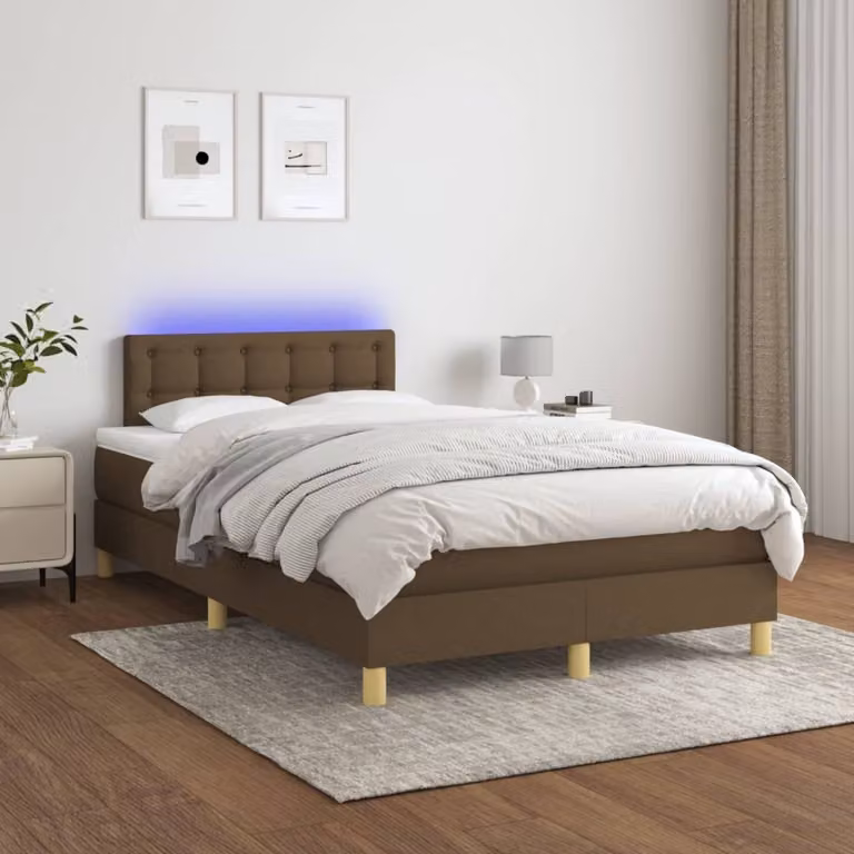 Maison Exclusive - Letto a Molle Materasso e LED Marrone Scuro 120x200 cm Tessuto