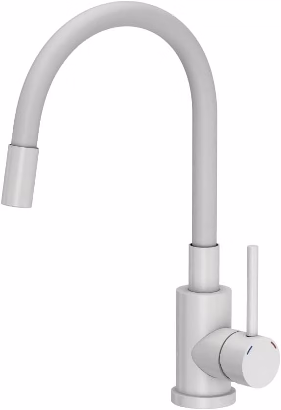 QUADRON MAGGIE Miscelatore da cucina Steinsteel con bocca flessibile VERYWHITE MAT - bianco opaco