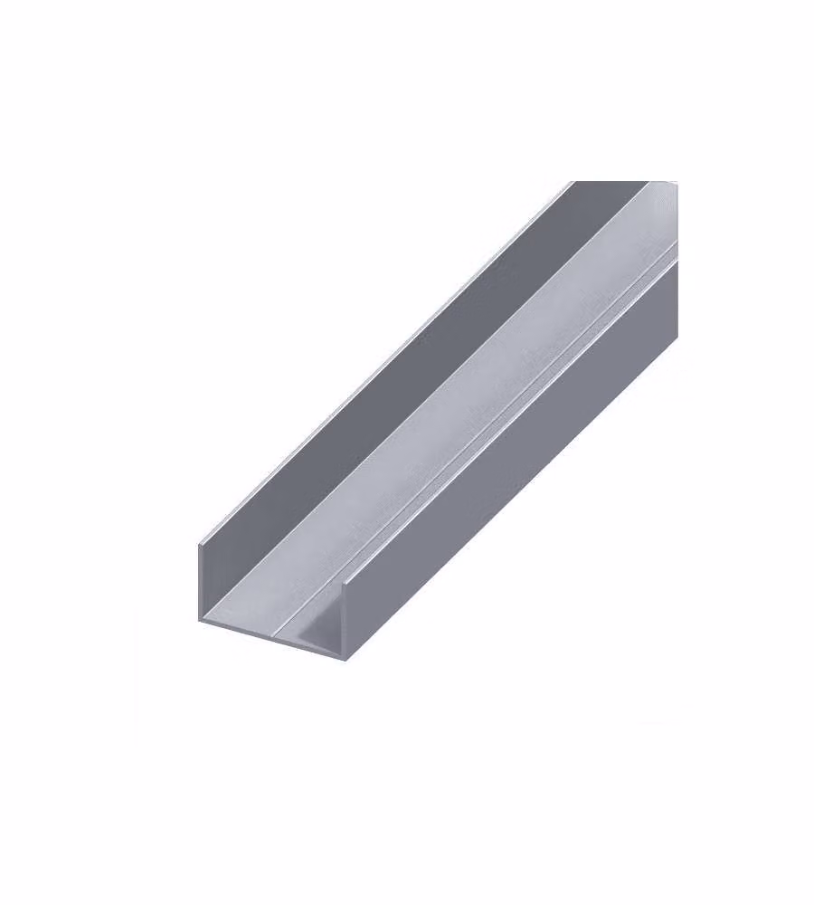 Profilo a U rettangolare Alfer in alluminio naturale argento, dimensioni: 15,5 x 27,5 mm, lunghezza: 1 m