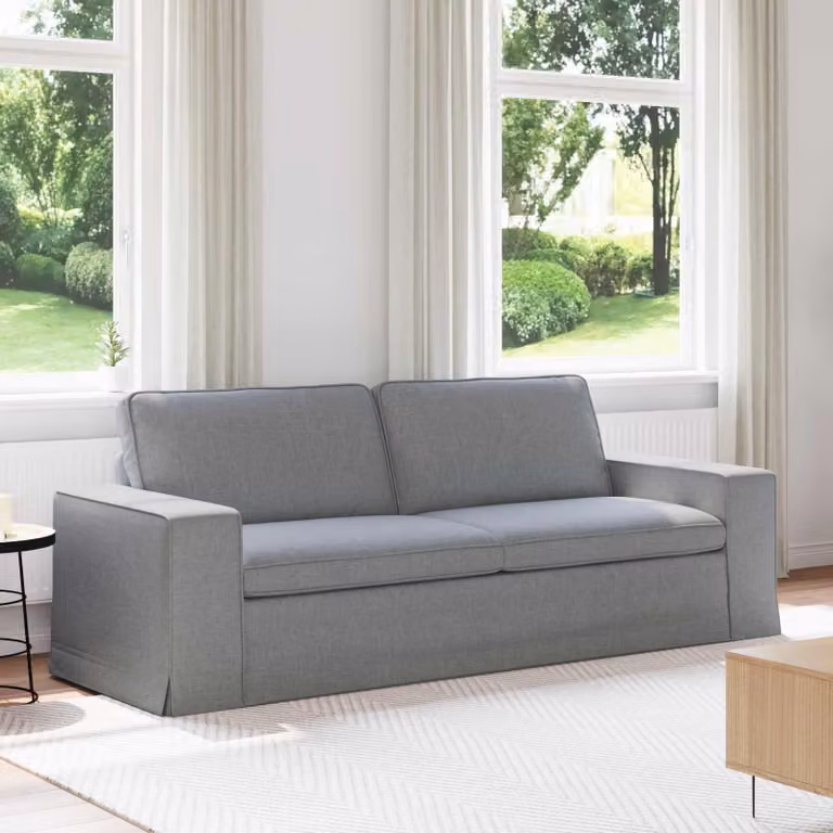 Divano moderno vidaXL in tessuto grigio con struttura in metallo, L: 222 cm, P: 80 cm, H: 82 cm