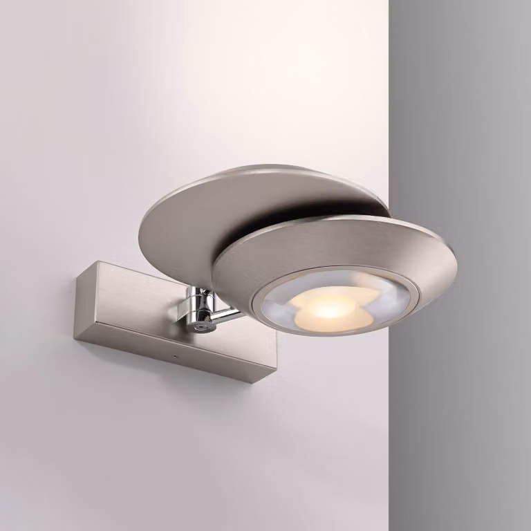PURE Applique da parete a LED Oculis, dimmerabile, Cromo / Argento, Soggiorno / Sala da pranzo, Moderno, Applique a LED