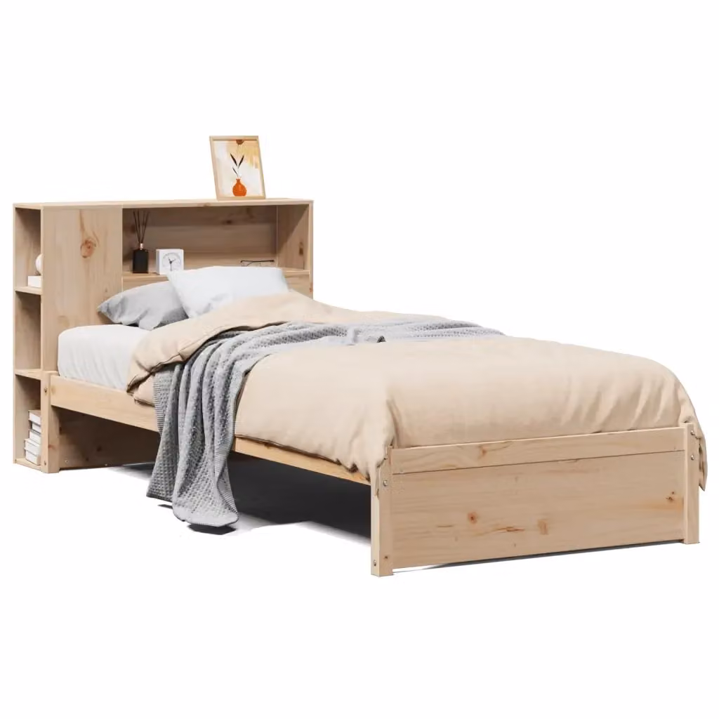 Letto a castello con libreria e ripiani laterali vidaXL in legno di pino naturale L: 190 cm, P: 81 cm, H: 82 cm – 2