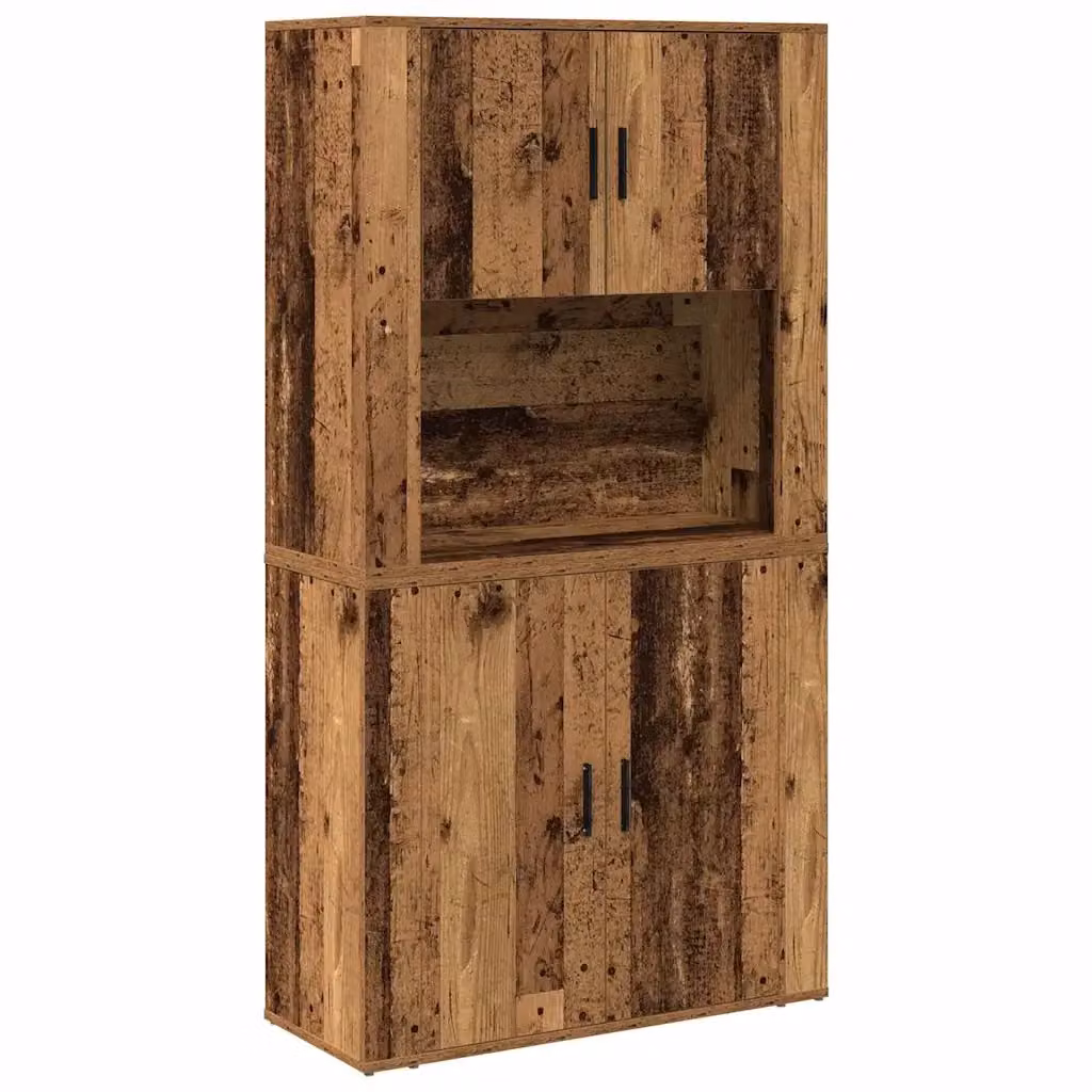 Credenza moderna vidaXL in legno ingegnerizzato e metallo, colore marrone, L: 80 cm, P: 33 cm, H: 150 cm – 2