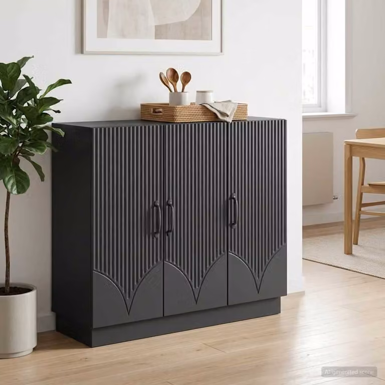Credenza moderna vidaXL in legno ingegnerizzato nero L: 89 cm, P: 34,5 cm, H: 77 cm