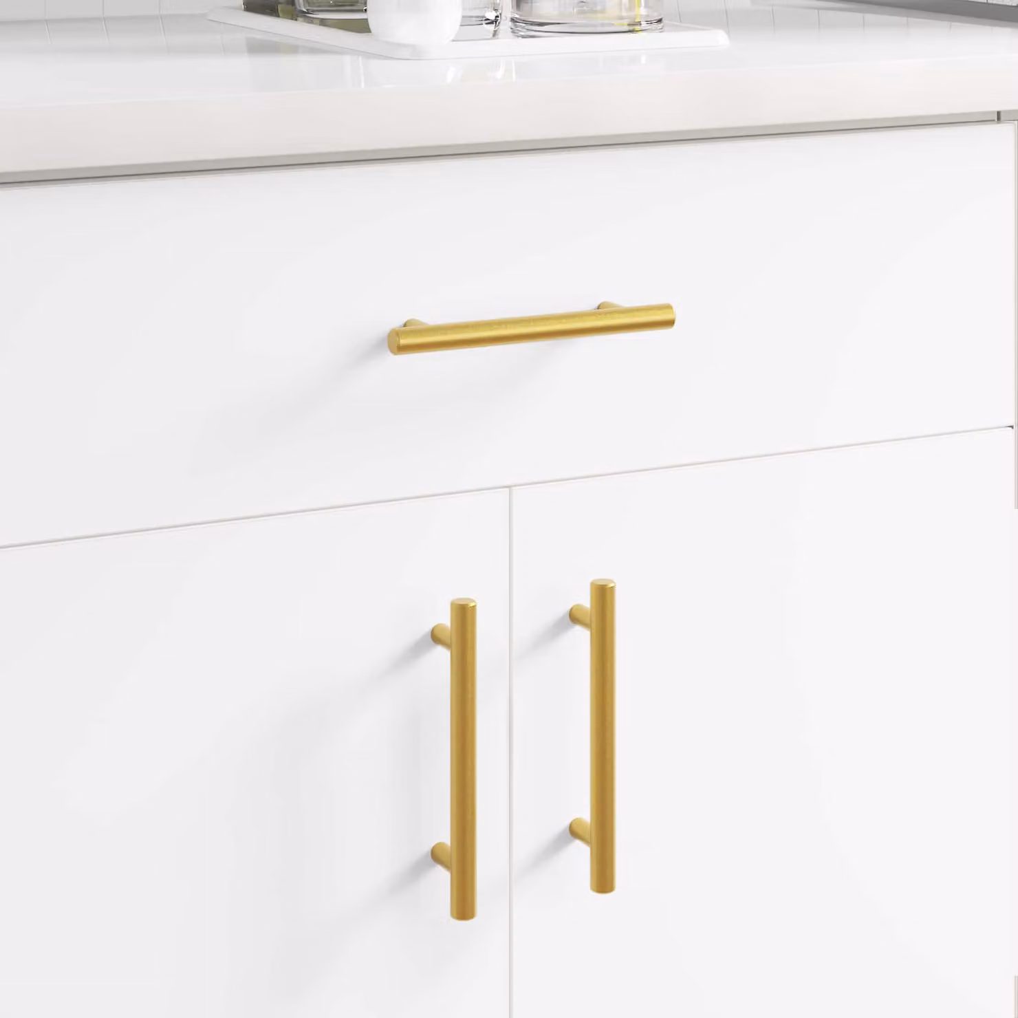 Set di 510 maniglie per armadio a barra vidaXL in acciaio inox lucido, colore oro, lunghezza 150 mm