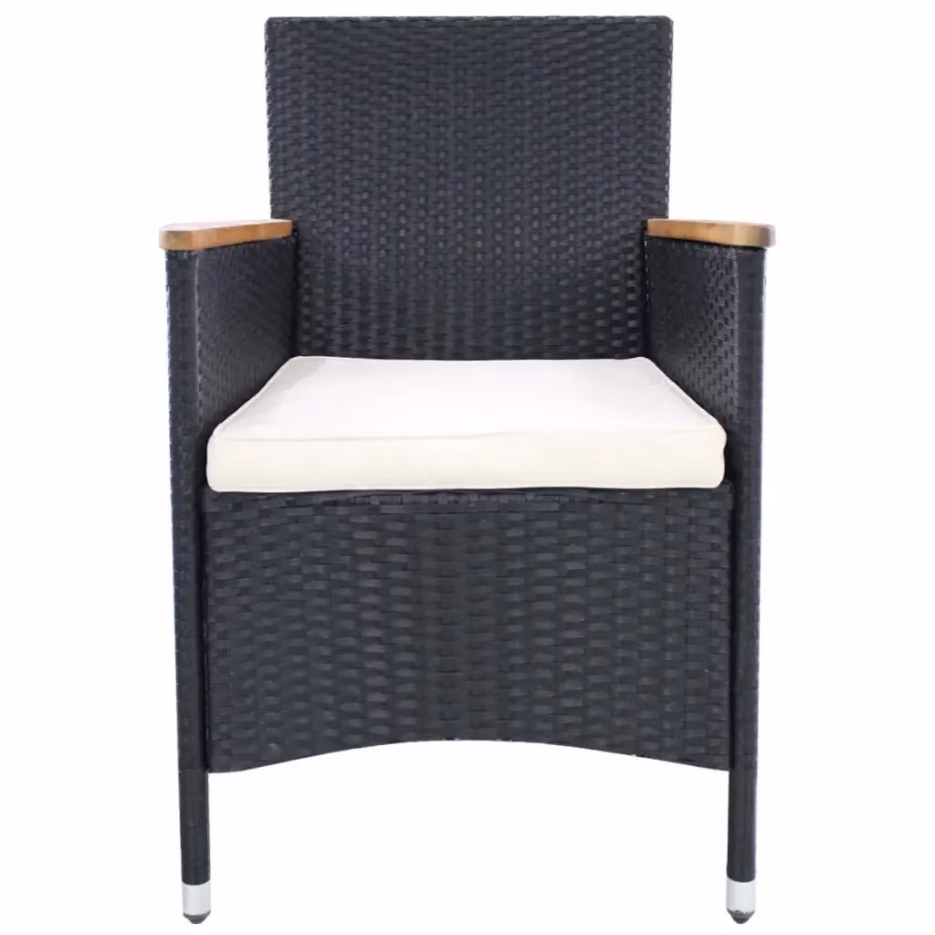 Set di 2 sedie da giardino moderne vidaXL in polyrattan nere con cuscini e braccioli – 2