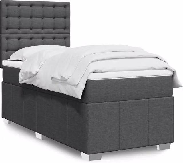 Giroletto a Molle con Materasso-Struttura Letto Grigio Scuro 80x200 cm Tessuto 257168