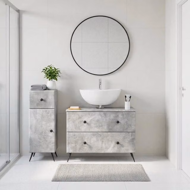 Set di mobili da bagno moderno vidaXL composto da base lavabo e pensile in legno grigio opaco