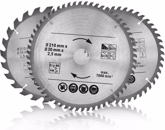 Disco per sega circolare 210x30 mm, adatto per metallo e legno, con 24/48/60 denti, per seghe circolari manuali e da banco