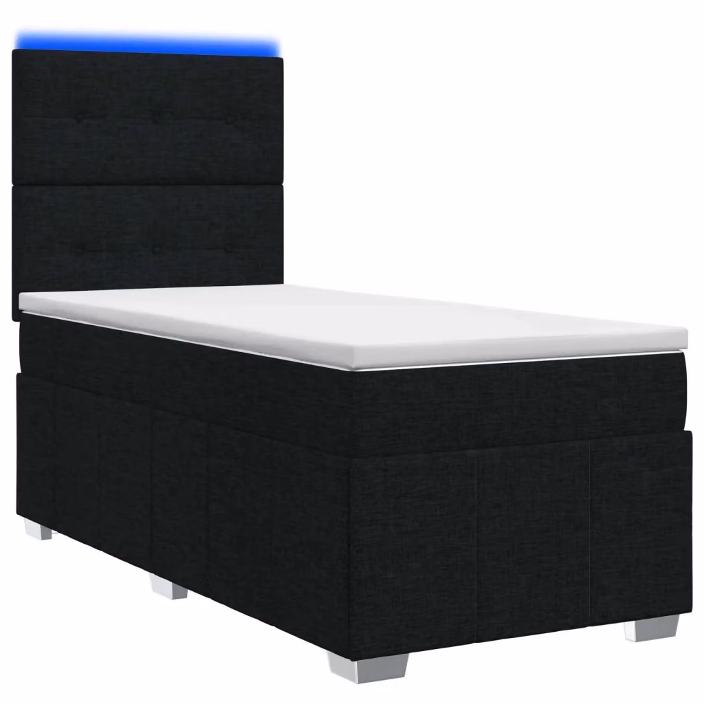 Letto Box Spring vidaXL con Materasso a Molle Insacchettate e Illuminazione LED, Nero, L/P: 90 x 200 cm – 2