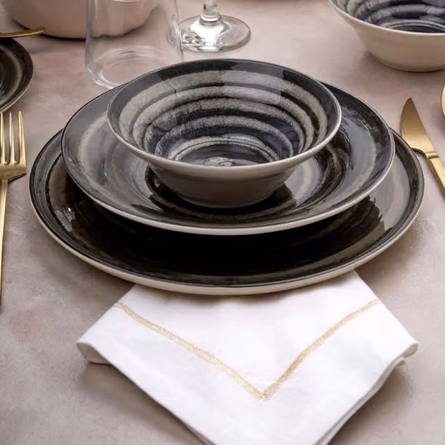 Servizio Piatti Ninelala DMORA in Ceramica per 24 Persone, Verde