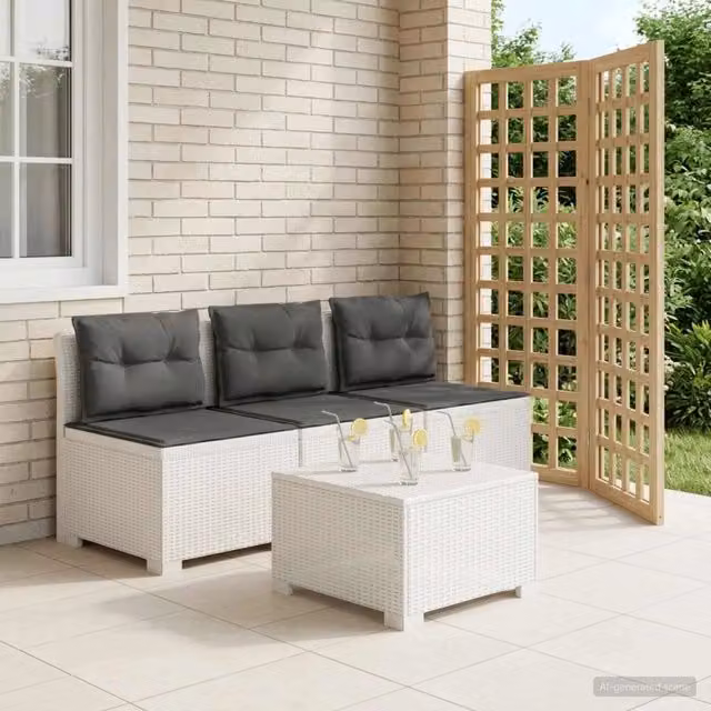Divano da giardino 3 posti con cuscini in look rattan 3 posto 8011985
