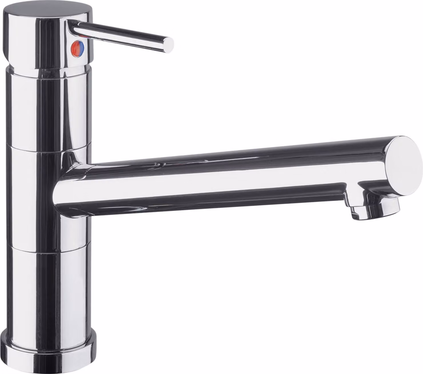 Miscelatore monocomando per lavabo, cromato, girevole, con un foro, per alta pressione