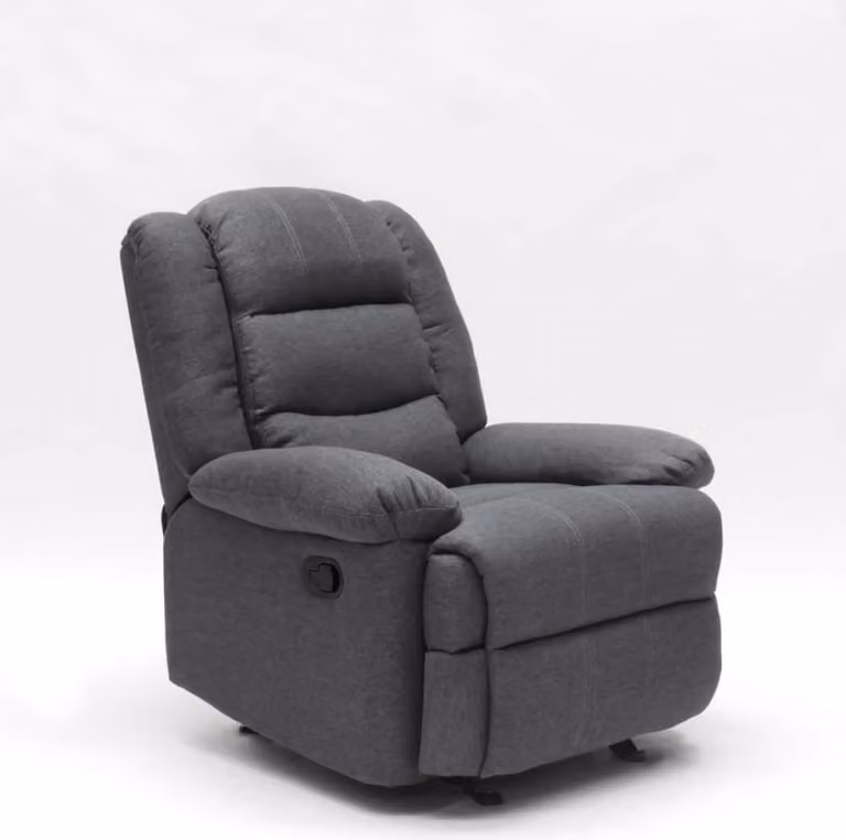 Poltrona a dondolo pieghevole reclinabile con poggiapiedi design in tessuto Sofia - grigio