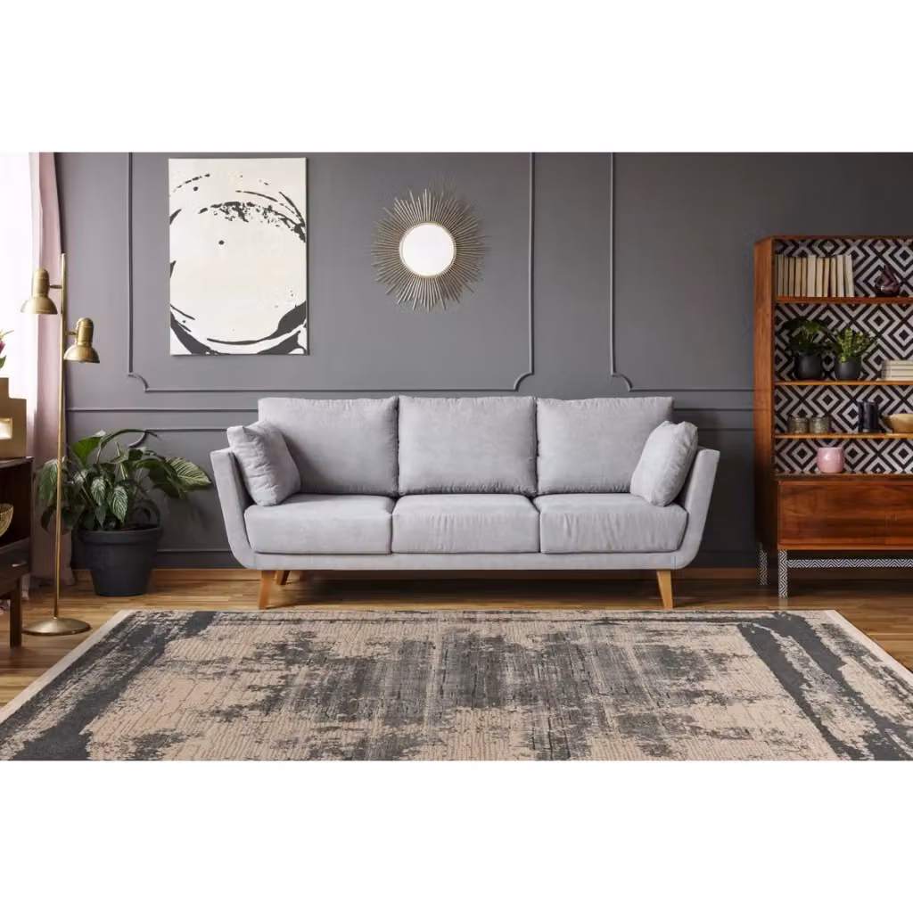 Tappeto moderno Adela Kendra Home grigio e beige effetto vintage L: 170 cm, P: 120 cm – 2