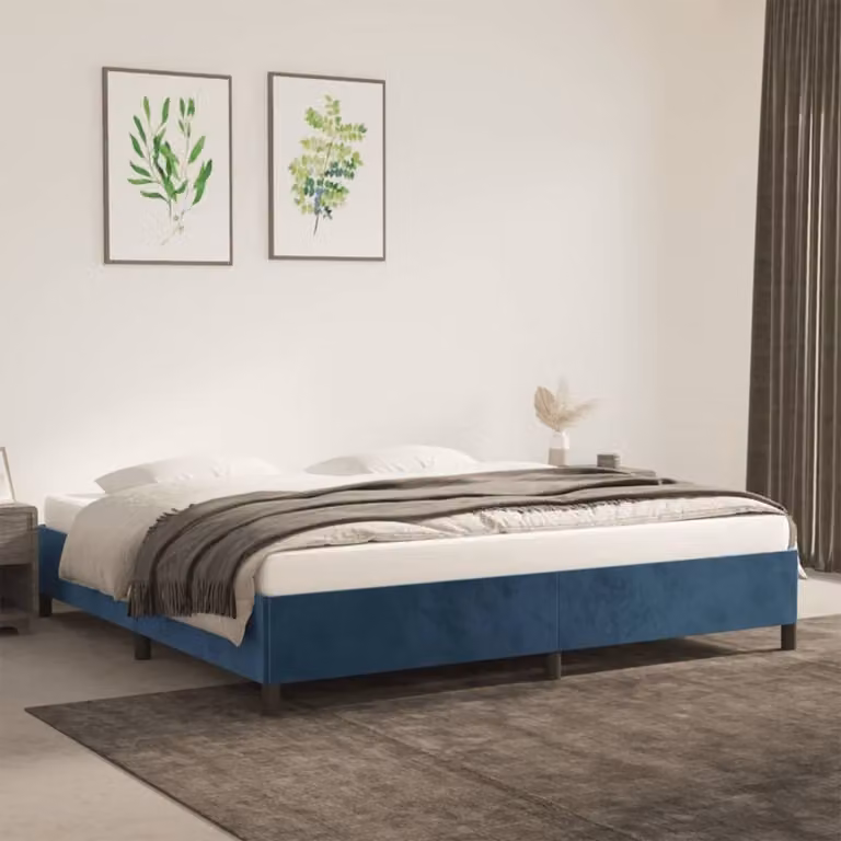 The Living Store rete blu scuro 200x200 cm in velluto