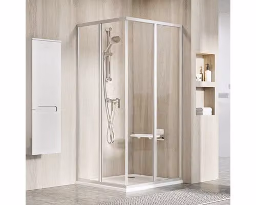 Cabina doccia con ingresso angolare RAVAK Supernova 80 x 80 cm colore telaio argento decoro vetro trasparente 14V40UO2Z1S