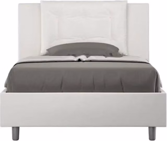 Letto una piazza e mezza contenitore imbottito 120x190 similpelle bianco Annalisa