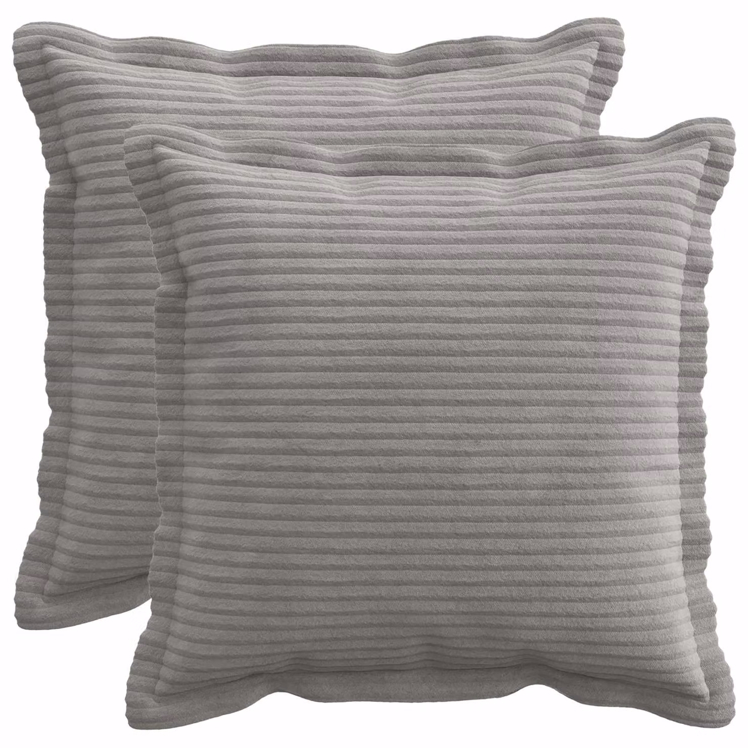 Set di 2 federe vidaXL HOUTEN in velluto a coste grigio chiaro, L 45 x L 45 cm