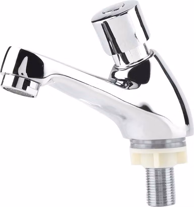 Rubinetto cromato per lavabo per cucine e bagni pubblici - rubinetto miscelatore in acciaio inox, a chiusura automatica, a risparmio d'acqua e a tempo