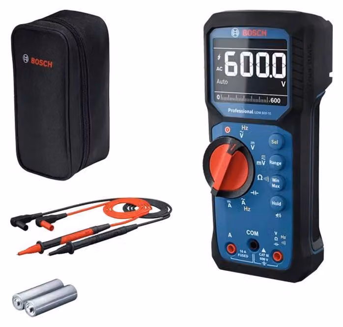 Multimetro digitale BOSCH GDM 600-15, grado di protezione IP65, tensione AC/DC 600V, corrente 10A
