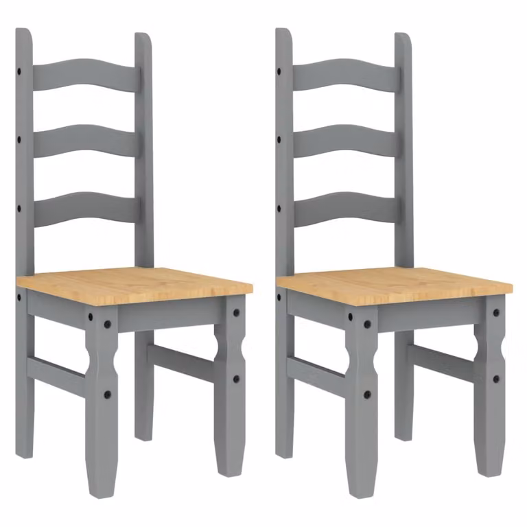 Sedie da Pranzo 2 pz Grigie 42x47x107 cm Legno Massello di Pino