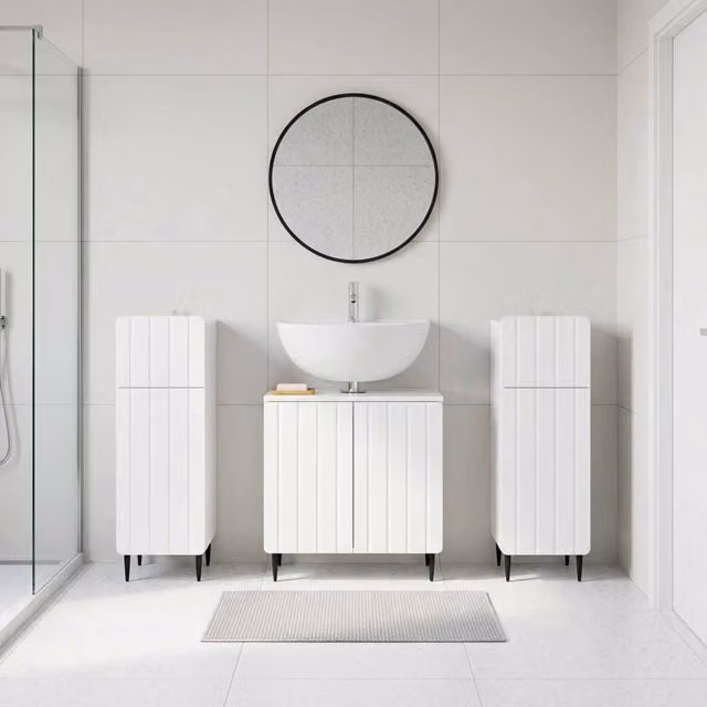Set di armadietti da bagno in 3 pezzi ZWOLLE Bianco Lucido 3418003
