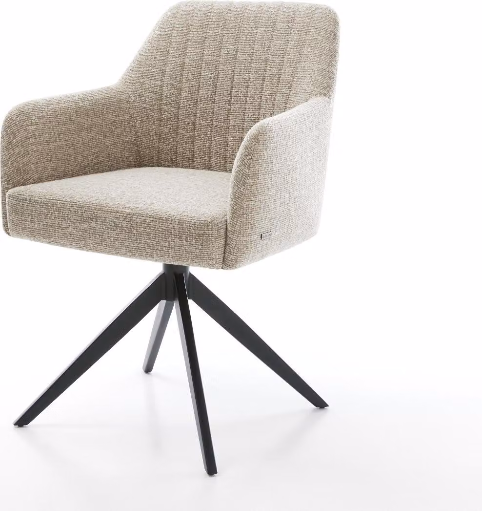 DELIFE sedia girevole Greg-Flex tessuto morbido beige telaio trasversale largo nero girevole a 360° funzione dondolo nucleo a molle tascabili